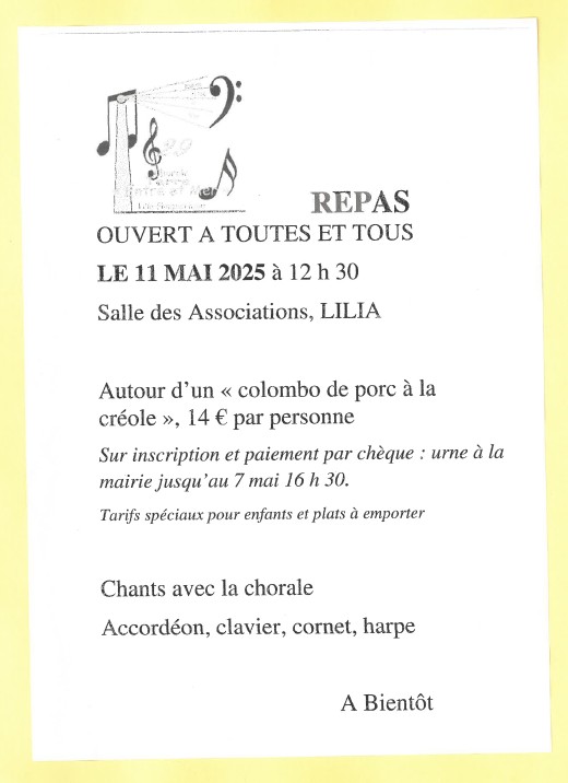 Repas de la chorale "Entre Terre et Mer"