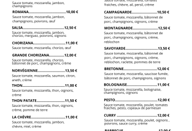 Carte à Pizza 