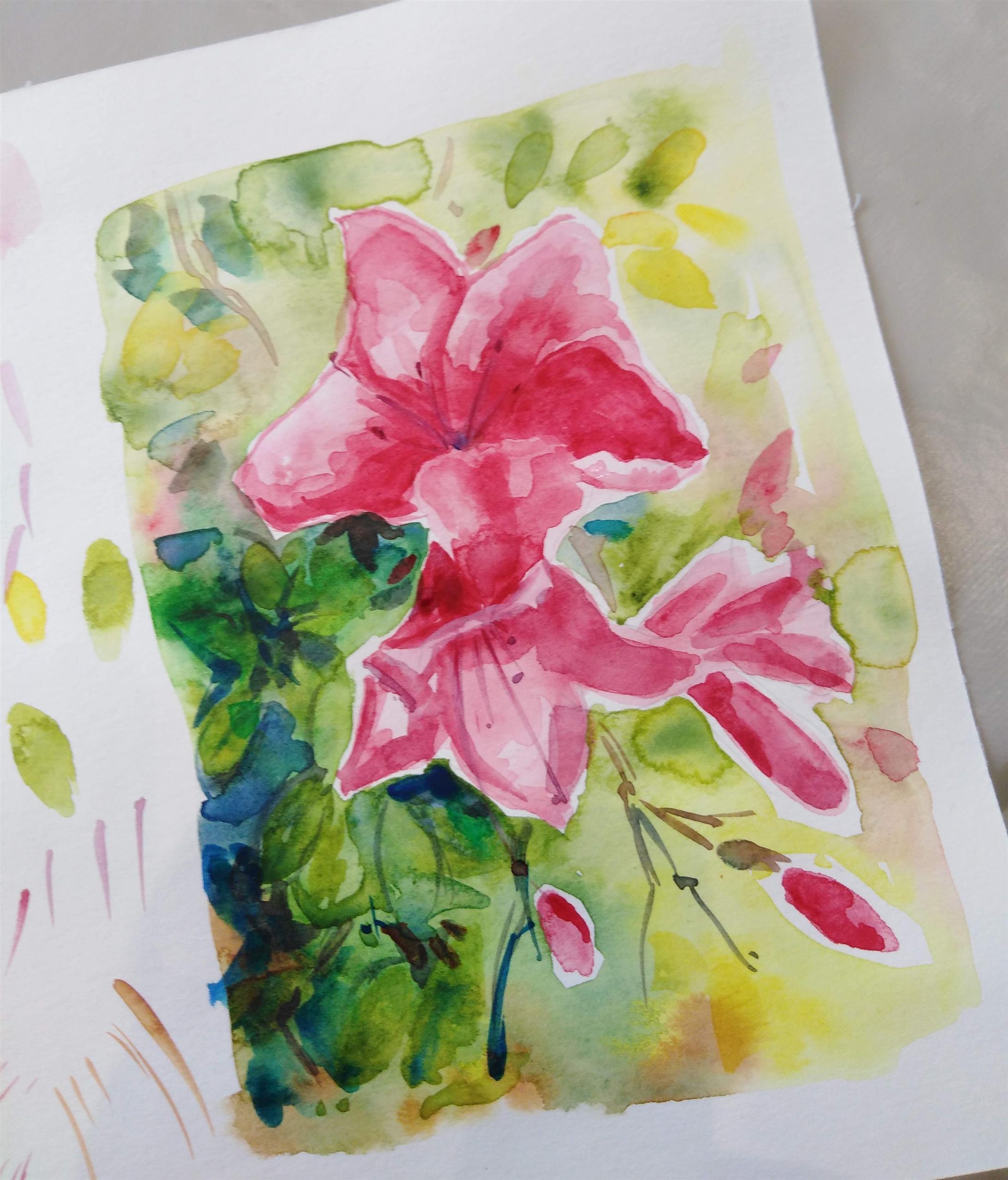 Fleurs Azalée aquarelle