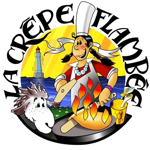 Crêperie mit flambiertem Crêpe logo
