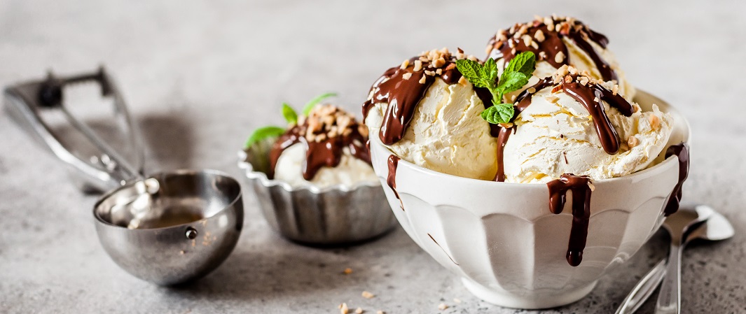 Vanilla Ice Cream with Chocolate Topping