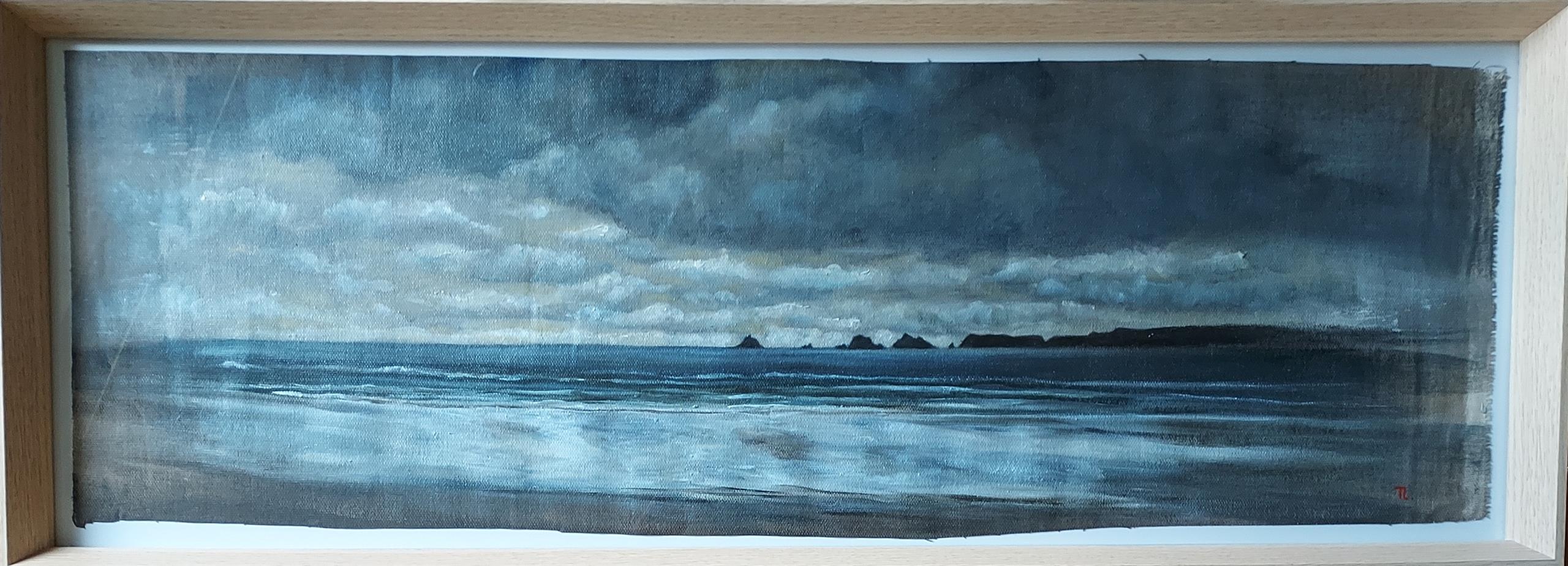 huile sur toile Les tas de pois 36x98