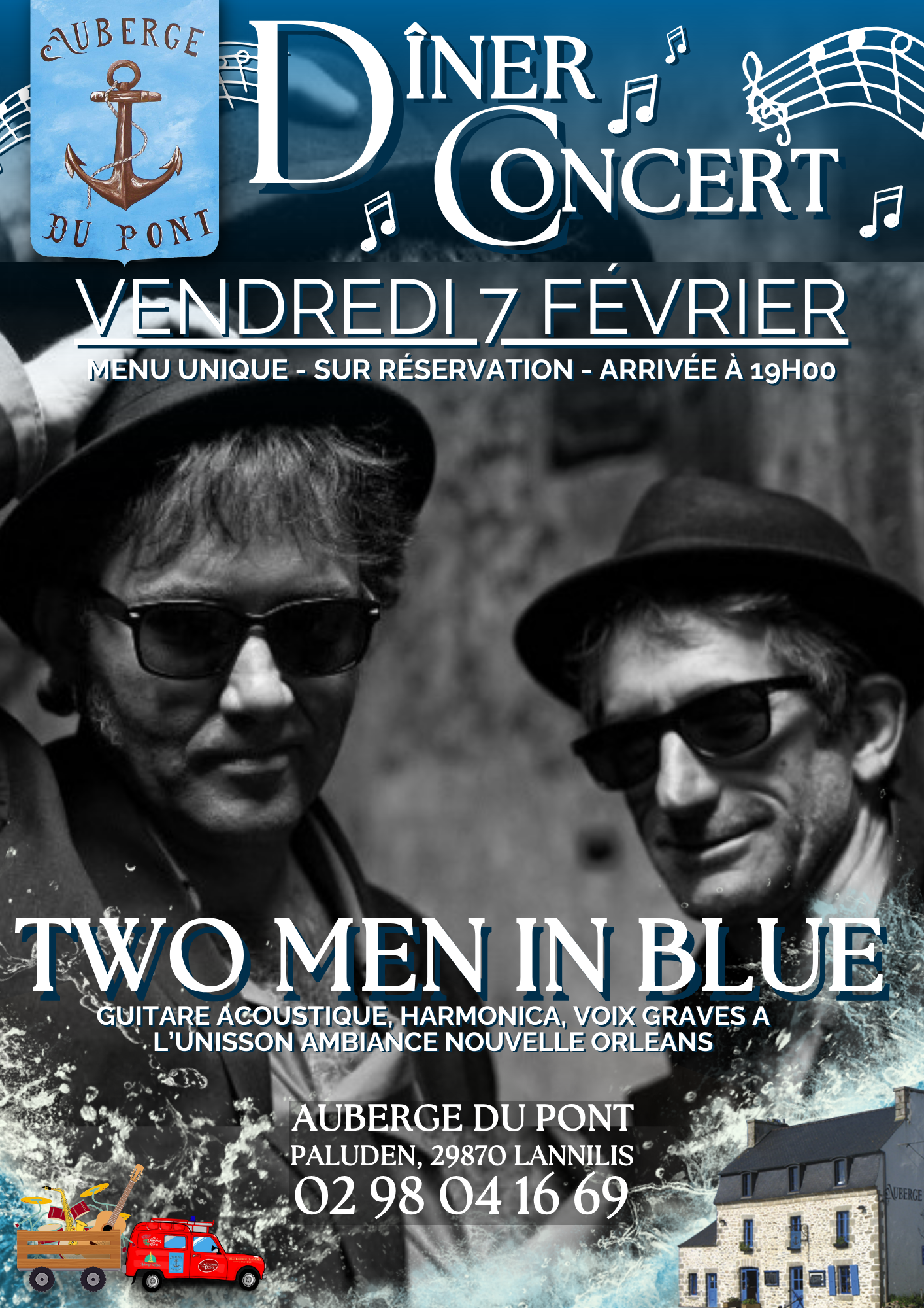 Dîner Concert  Two men in blue à l'Auberge du Pont 